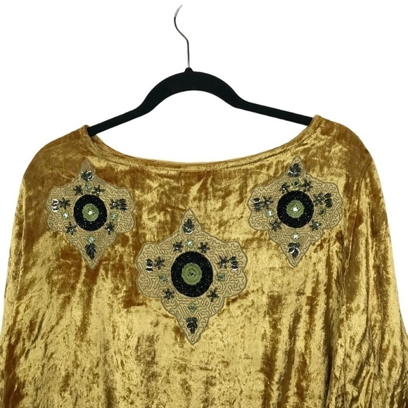 Seen Worn Kept Anthropologie Carina Velvet Embroidered Blouse NWT Size 1X - Picture 6 of 12